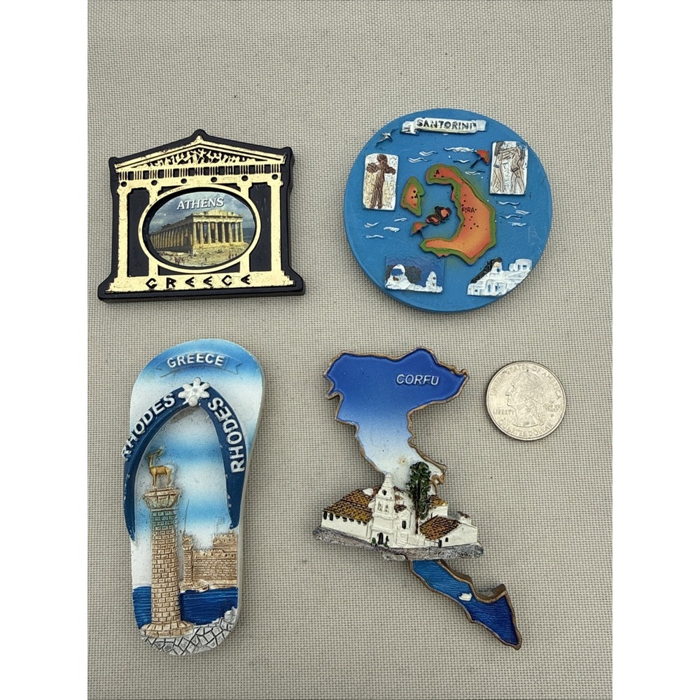 Fridge Magnets 3D Greece Souvenir‎ Vintage Fridge Magnets Lot Of 4